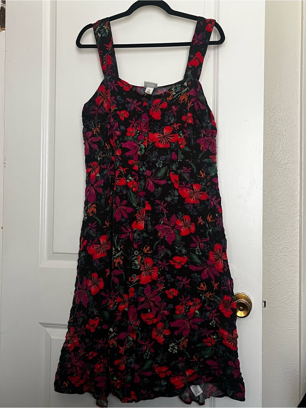 Ava & Viv Black Midi Dress with Red & Pink Floral